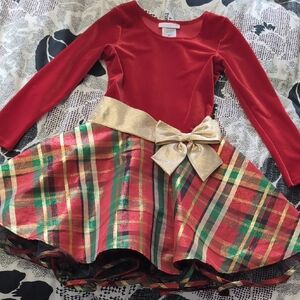 Festive Red and Gold Kids Dress